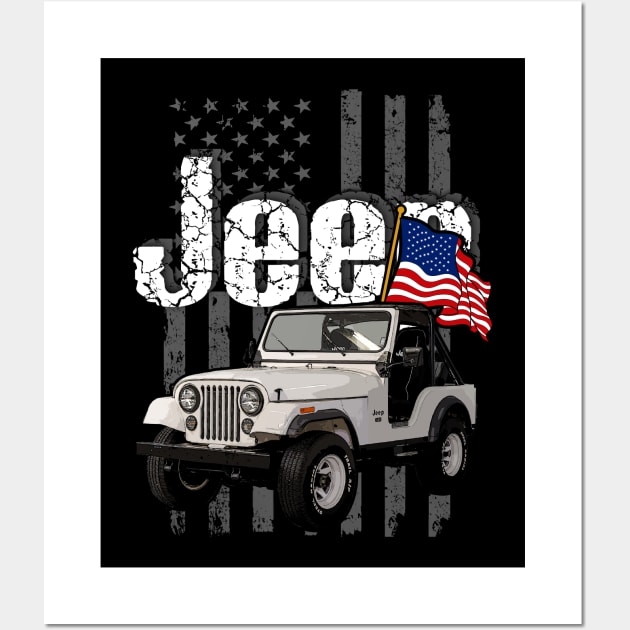 CJ-5 Jeepcar JEEP Flag Wall Art by alex77alves